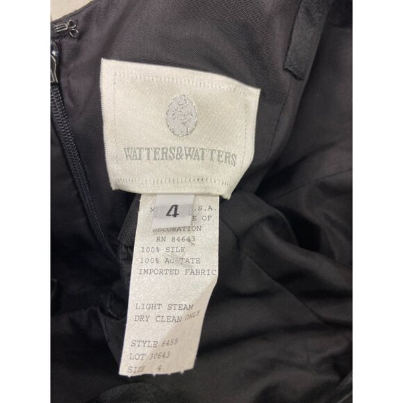 Watters & Watters Cocktail Dress 4 Spaghetti Strap Black Sweetheart Neckline - Picture 3 of 5